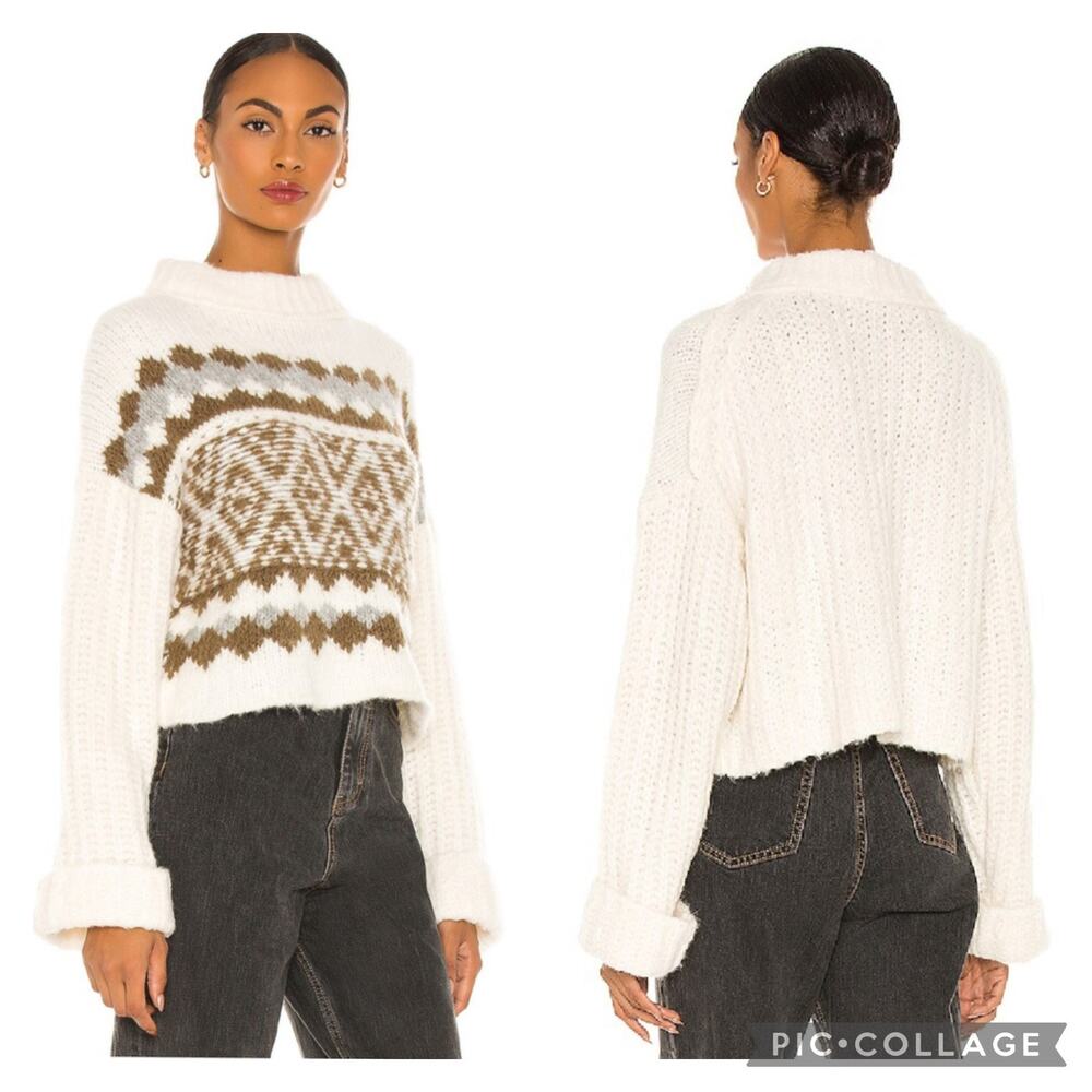 Free People Alpine Pullover Sweater Snowy Forest Size Large